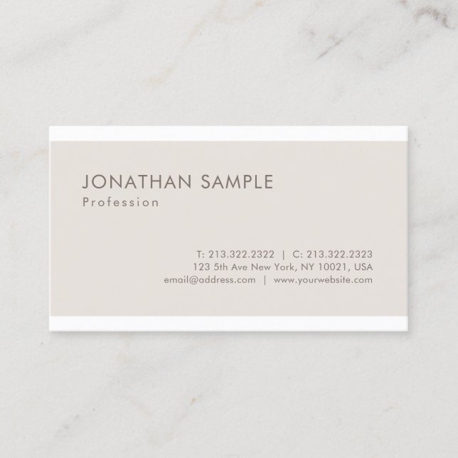 Trendy Elegant Clean Graphic Design Modern Plain Business Card (Front)