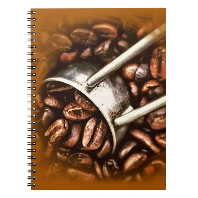 Trendy Elegant Coffee Beans Modern Design Cool Notebook (Front)