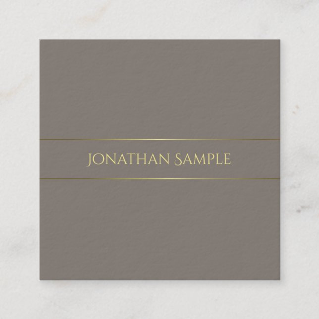 Trendy Elegant Colour Gold Chic Design Plain Square Business Card (Front)