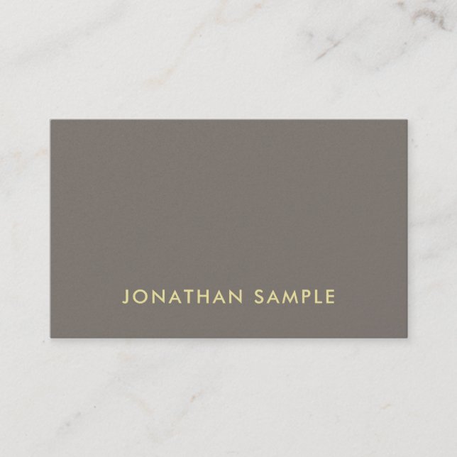Trendy Elegant Colour Gold Font Sleek Plain Luxury Business Card (Front)