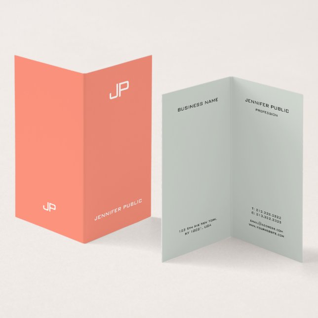 Trendy Elegant Colours Monogram Template Modern Business Card (Inside and Outside)