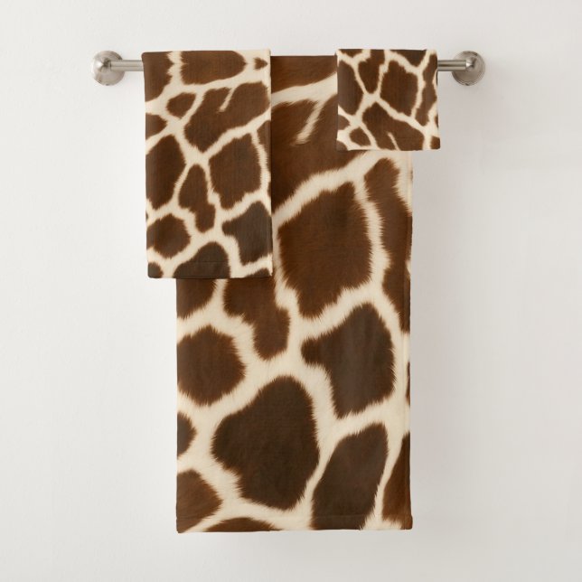Trendy Elegant Cow Faux Leather Collection Bath Towel Set (Insitu)