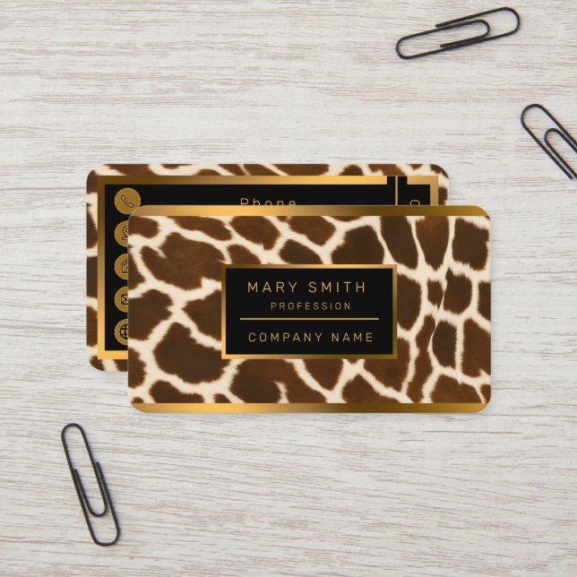 Trendy Elegant Cow Faux Leather Collection Business Card (Front/Back In Situ)