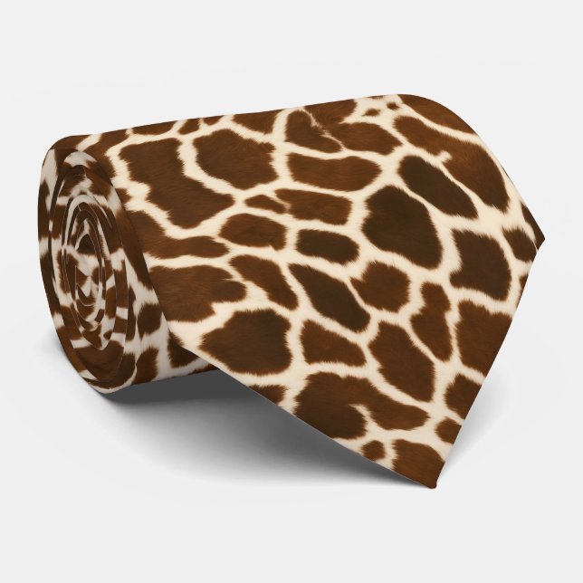 Trendy Elegant Cow Faux Leather Collection Tie (Rolled)