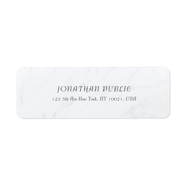 Trendy Elegant Cursive Text White Marble Sleek (Front)
