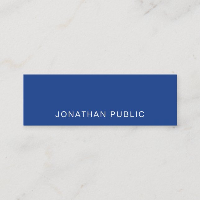 Trendy Elegant Design Blue Sleek Plain Luxury Mini Business Card (Front)