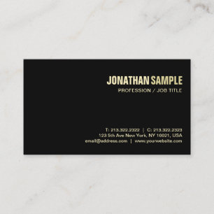 Trendy Elegant Design Plain Black Gold Luxury Silk Business Card