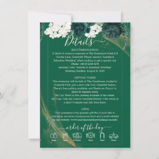 Trendy Elegant Emerald Green Rose Wedding Program Invitation