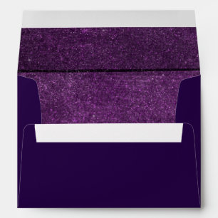 Trendy Elegant Faux Glitter Purple Gold Envelope