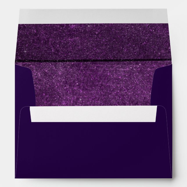 Trendy  Elegant Faux Glitter Purple Gold Envelope (Back (Bottom))