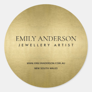 TRENDY ELEGANT FAUX GOLD FOIL TEXTURE BUSINESS CLASSIC ROUND STICKER