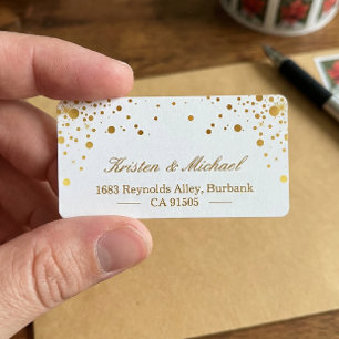Trendy Elegant Faux Gold Glam Confetti Dots Label
