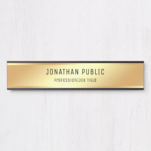 Trendy Elegant Faux Gold Personalised Template Door Sign
