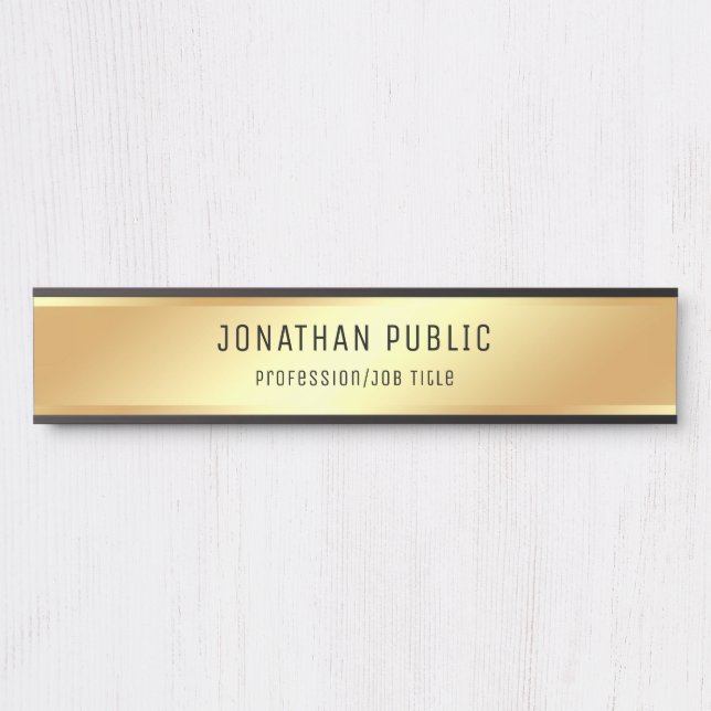 Trendy Elegant Faux Gold Personalised Template Door Sign (Front)