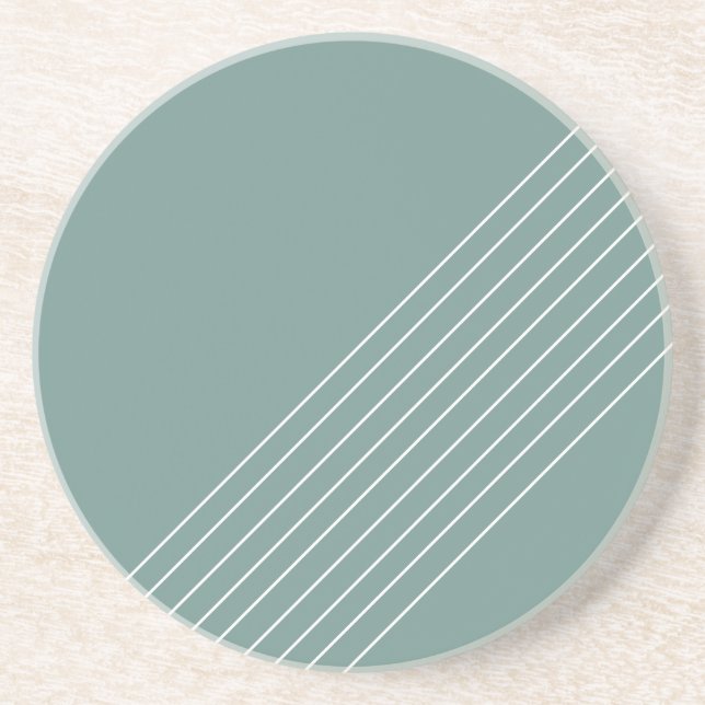 Trendy Elegant Geometric Chic On Sage Green Coaster (Front)