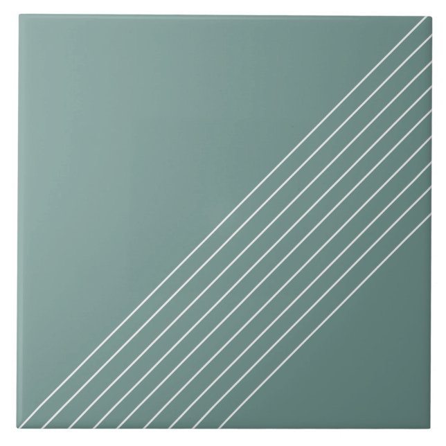 Trendy Elegant Geometric Chic On Sage Green Tile (Front)
