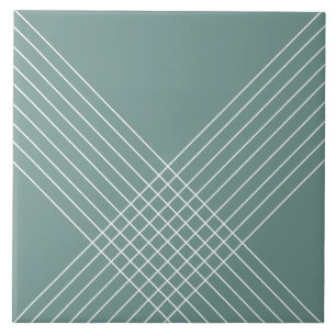 Trendy Elegant Geometric On Sage Green Tile