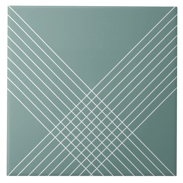 Trendy Elegant Geometric On Sage Green Tile (Front)