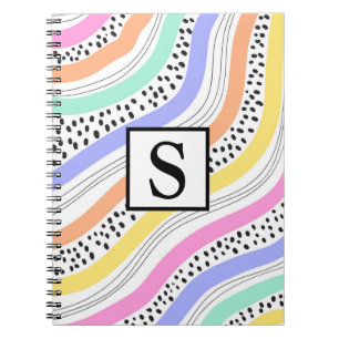 Trendy Elegant Geometric Retro Waves Rainbow  Notebook