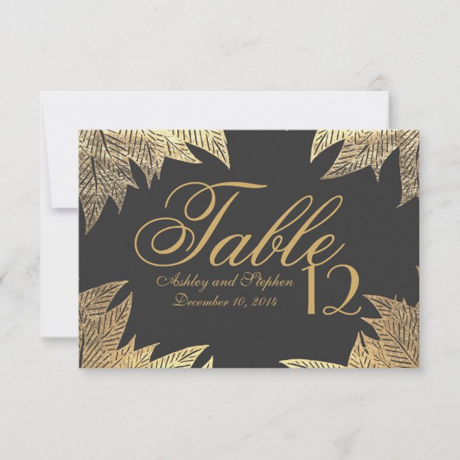 Trendy Elegant Gold Faux Drawn Leaf Pattern Invitation (Front)