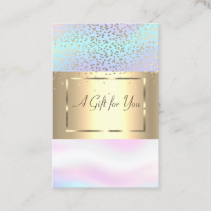 Trendy Elegant Gold Frame, Confetti Holographic Discount Card