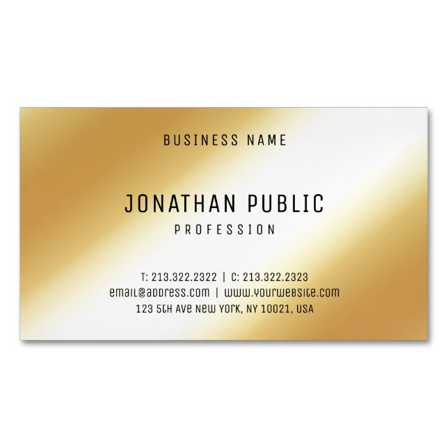 Trendy Elegant Gold Look Professional Template Magnetic Business Card (Front)