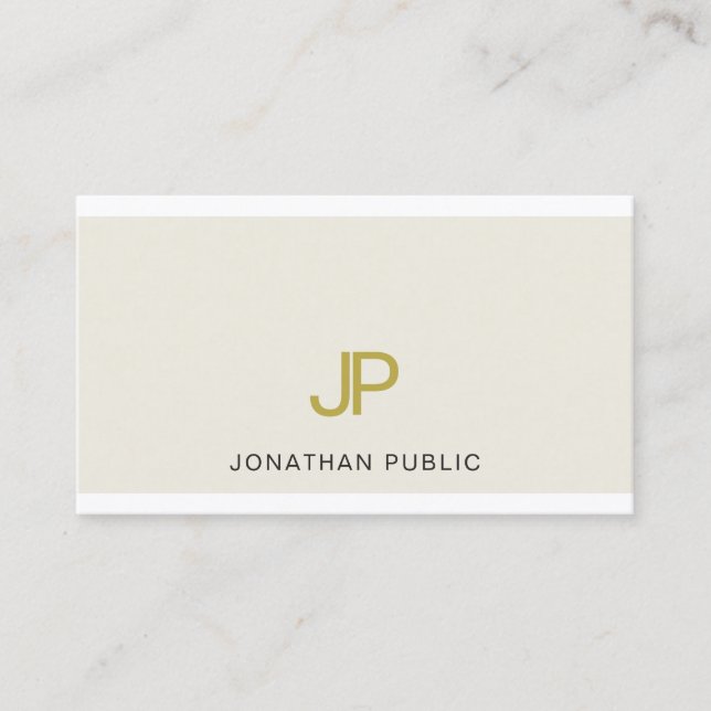 Trendy Elegant Gold Monogram Design Modern Luxury Business Card (Front)
