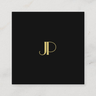 Trendy Elegant Gold Monogram Template Modern Square Business Card