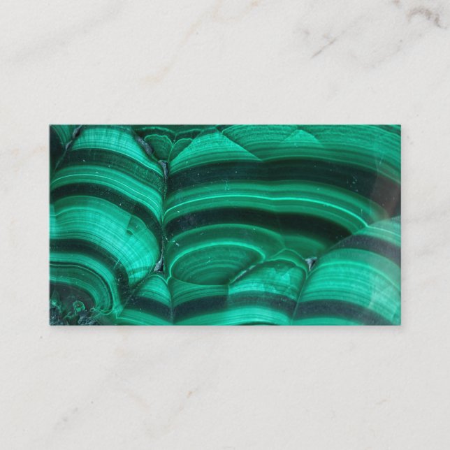 Trendy Elegant Green Malachite Crystal Stone Business Card (Front)