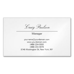 Trendy Elegant Hand Writing White Magnetic Business Card