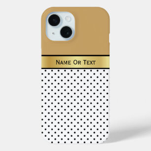 Trendy Elegant India Yellow: White Black Polka Dot iPhone 15 Case