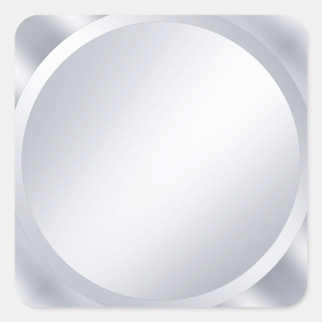 Trendy Elegant Metallic Silver Blank Custom Square Sticker (Front)