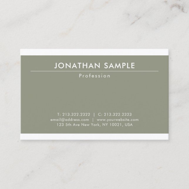 Trendy Elegant Minimalist Design Modern Plain Luxe Business Card (Front)
