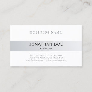 Trendy Elegant Minimalist Design Silver Look Plain Business Card