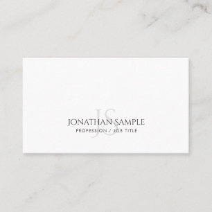 Trendy Elegant Minimalist Monogram Plain Modern Business Card