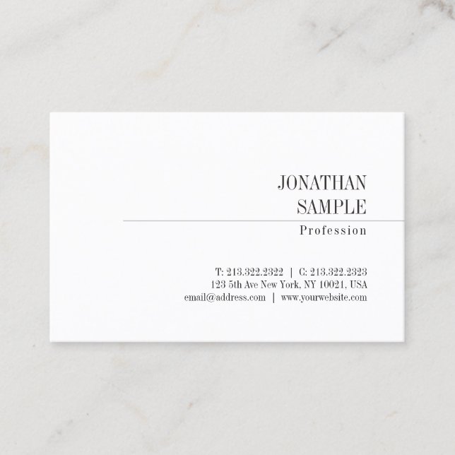 Trendy Elegant Minimalistic Design Classic Look Business Card (Front)