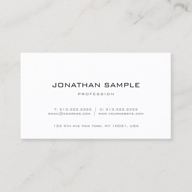 Trendy Elegant Minimalistic Design Modern Plain Business Card (Front)