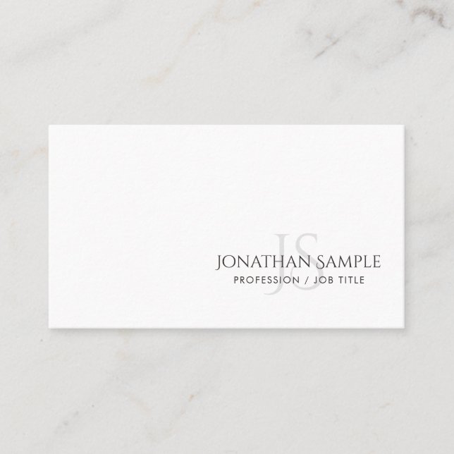 Trendy Elegant Minimalistic Monogram Plain Modern Business Card (Front)