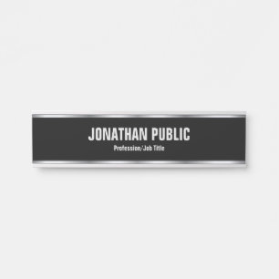 Trendy Elegant Modern Black And Silver Template Door Sign