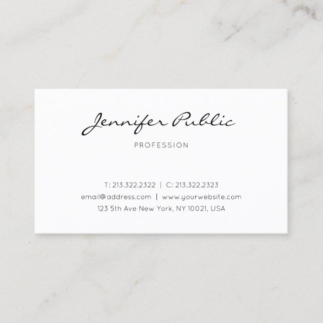 Trendy Elegant Modern Design Clean Plain Pretty Business Card (Front)