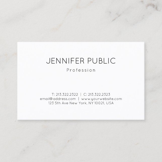 Trendy Elegant Modern Design Minimalist Plain Luxe Business Card (Front)