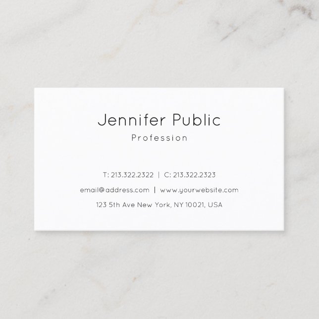 Trendy Elegant Modern Design Sleek Plain Beautiful Business Card (Front)