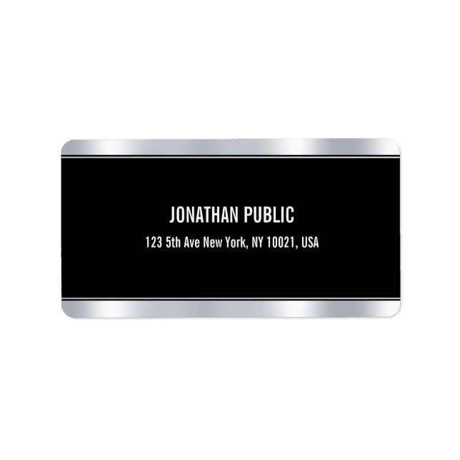 Trendy Elegant Modern Glamour Black And Silver Label (Front)