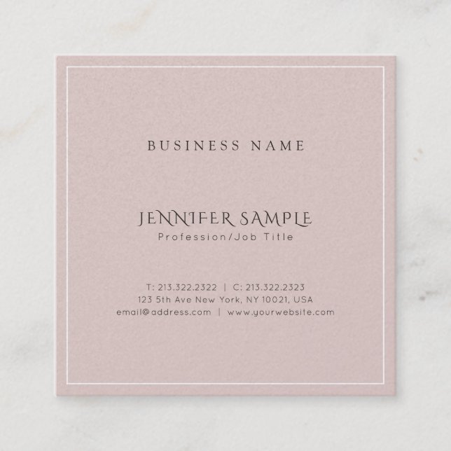 Trendy Elegant Modern Glamourous Plain Luxury Square Business Card (Front)