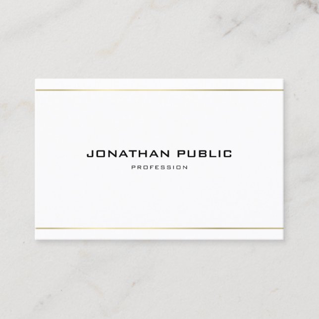 Trendy Elegant Modern Gold Striped Sleek Plain Business Card (Front)