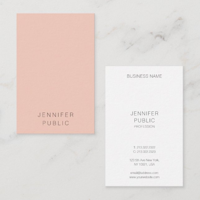 Trendy Elegant Modern Minimalist Vertical Template Business Card (Front/Back)