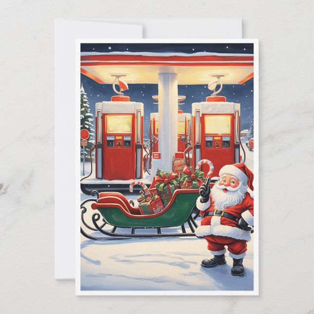 Trendy Elegant Modern Non Photo Santa Claus Holiday Card (Front)