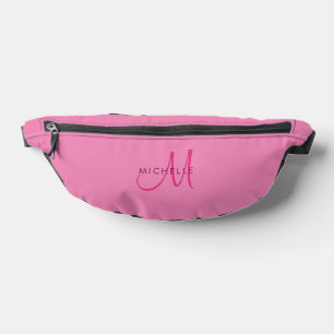 Trendy Elegant Modern Pink Monogram Name Custom Bum Bags