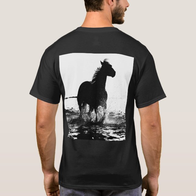 Trendy Elegant Modern Running Horse Pop Art T-Shirt (Back)