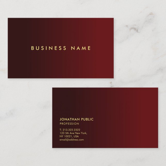 Trendy Elegant Modern Simple Template Gold Text Business Card (Front/Back)